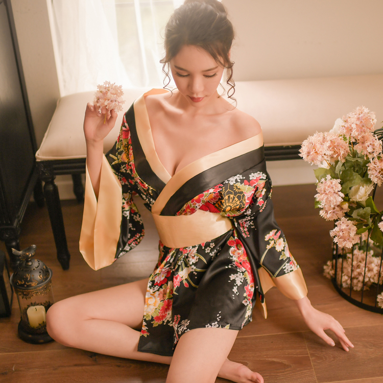 New Japanese kimono women's pajamas nightgown extreme temptation Sexy sex underwear Cute playful home set