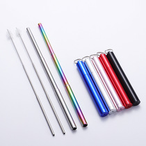 Net Red 304 Stainless Steel Straws Customised Logo Environmentally Friendly Telescopic Straws Portable Drinking Tube Creative Travel Straws