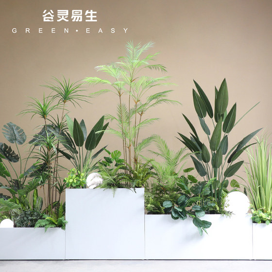 Simulated Plants, Large Fake Green Plant Ornaments, Fiberglass Flower Pots, Landscape Hotel, Shopping Mall, Restaurant Partition Decoration