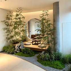 Chinese-Style Simulated Bamboo Landscape, Indoor Plant Landscape, Entrance Hall Office Decoration, Decorative Landscape