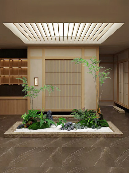 Kusansui Landscaping Artificial Green Plants under the Stairs Large Fake Plants Indoor Decoration Window Display Bionic Landscape Ornaments
