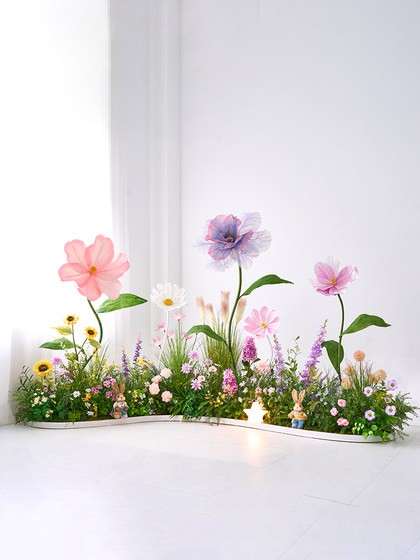 Monet's Garden Artificial Flower Landscaping Indoor Flower Trough Decoration Ornaments Popular Photo Spot Green Plants Fake Flower Decorations
