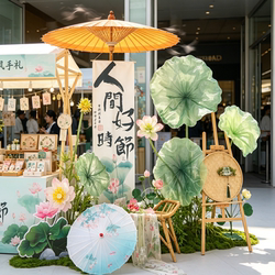 Artificial Flower Arrangement for Shopping Mall, Lotus Theme, Light Luxury Style, Floor-Standing Decoration, Scene and Landscape Display