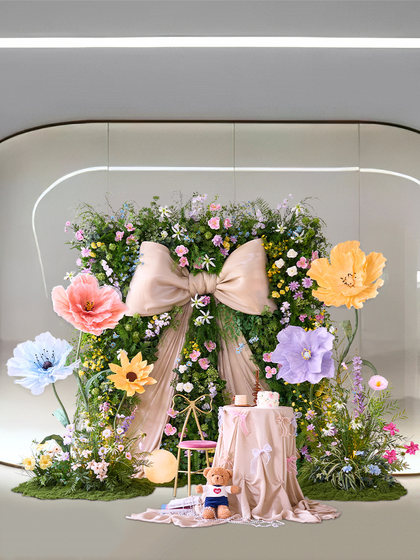 Monet's Garden Bow-Knot Decoration on the Wall, Shopping Mall Internet-Famous Giant Paper Art Bow-Knot for Landscaping Decoration and Arrangement