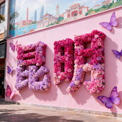 Artificial Flower Trendy Flower Wall Photo Wall Font Flower Decoration Background Wall Realistic Artificial Flowers Three-Dimensional Photo High-End Arrangement