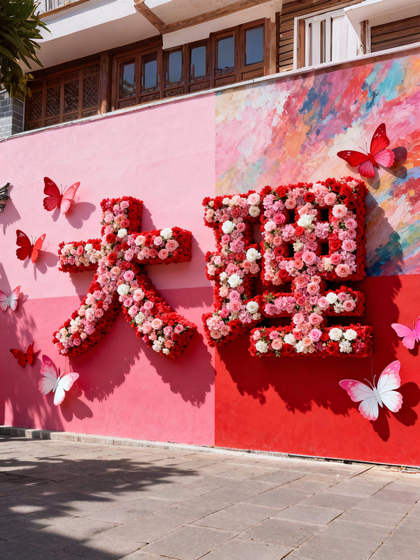 Artificial Flower Trendy Flower Wall Photo Wall Font Flower Decoration Background Wall Realistic Artificial Flowers Three-Dimensional Photo High-End Arrangement