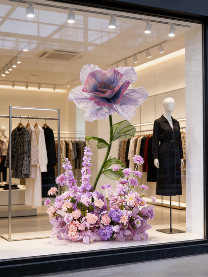 Purple Artificial Flowers for Window Display Decoration, Floral Arrangements, Clothing Store Decor, Monet Garden Landscaping