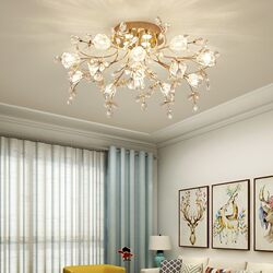 European-Style Led Crystal Ceiling Light for Living Room, Dining Room, Foyer, Simple Modern Light Luxury American-Style Bedroom Crystal Light