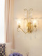 Bedroom Bedside Crystal Wall Lamp, French Pastoral Living Room Background Wall Lamp, American Retro Light Luxury Corridor Aisle Lighting Fixtures
