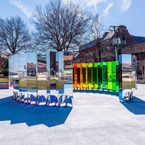 Rainbow lighthouse pedestrian street scenic spot large combination amusement equipment colorful activity drainage clock props manufacturers