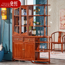 Mahogany partition cabinet hedgehog red sandalwood new Chinese porch cabinet flower pear solid wood wine cabinet simple living room furniture