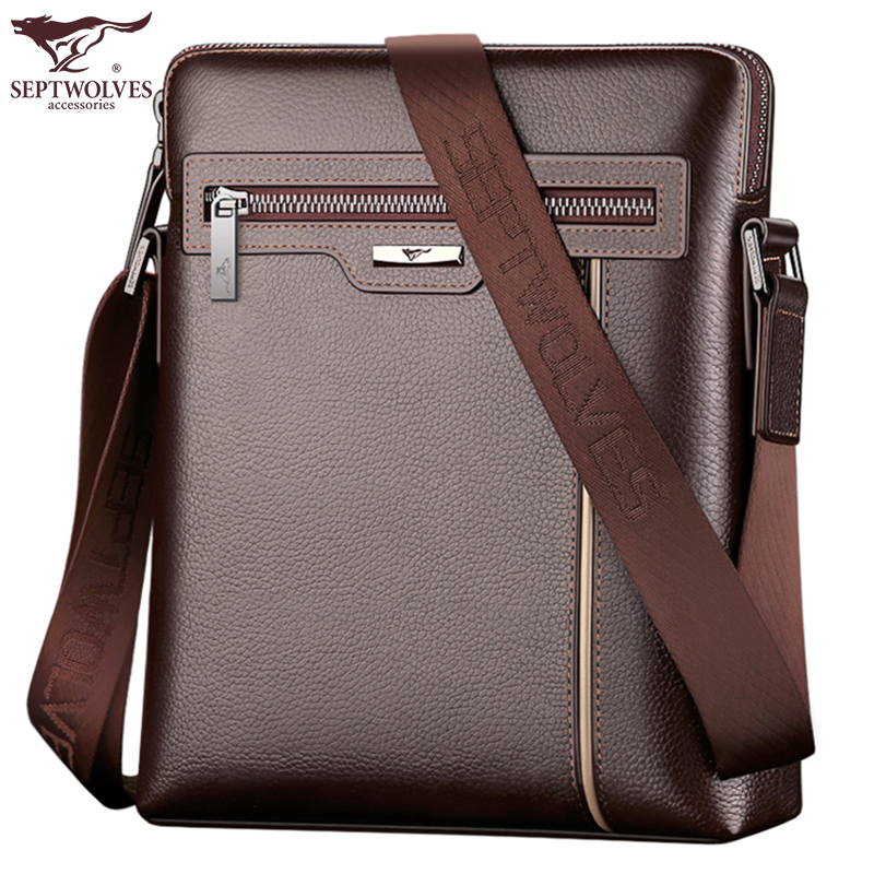 Septwolves men's first layer cowhide men's bag genuine leather middle-aged and elderly men's one-shoulder messenger bag men's shoulder bag backpack