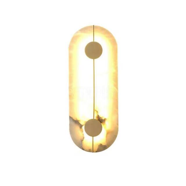 Marble Wall Lamp for Bedroom Bedside, Full Spectrum Eye-Protection Wall Light, All-Copper Sofa Background Wall Corridor Vintage Aisle Light