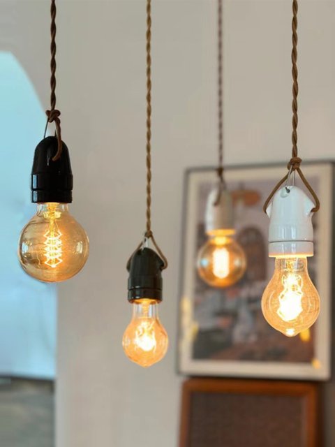 Japanese-Style Retro Ceramic Bedside Lamp Single-Head Unique Restaurant Bar Counter Lamp Foyer Corridor Bedside Mini Pendant Lamp