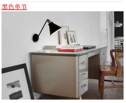 American Country Industrial Style Creative Long-Arm Reading Wall Lamp with Telescopic Swing Arm and Foldable Bedroom Bedside Simple Wall Lamp