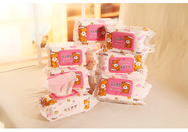 贝贝 Khăn ướt cho bé sơ sinh Khăn lau mông cho bé sơ sinh đặc biệt 100 bơm có nắp 5 gói khăn giấy ướt không mùi