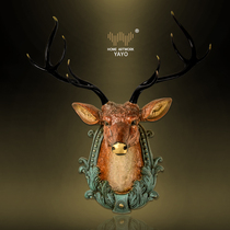 Copper deer head wall decoration pendant Yayo American Nordic new Chinese hanging decoration ins wall hanging three-dimensional light luxury wall decoration