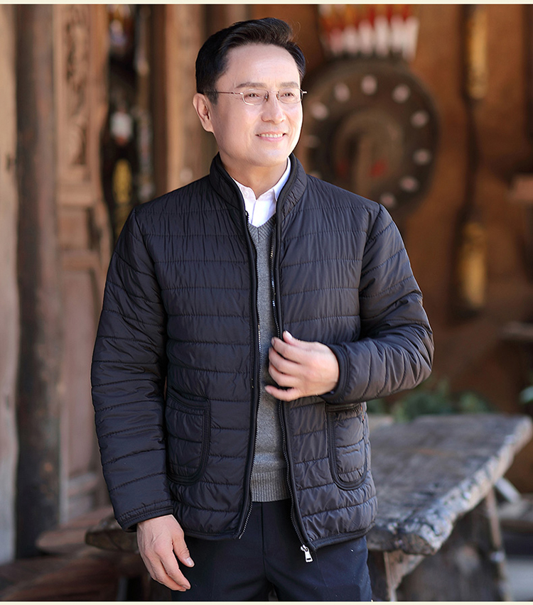 Người đàn ông trung niên và người già cộng với áo khoác nhung cotton dày bố đứng cổ áo bông ông nội ấm áp mặc quần áo cotton lót cotton áo khoác dài nam