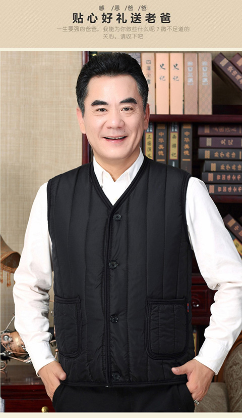 Mùa thu và mùa đông đàn ông trung niên áo chần bông Bố tải cộng với áo nhung nhung kích cỡ lớn áo khoác cotton Áo khoác cotton không tay áo khoác mùa đông nam