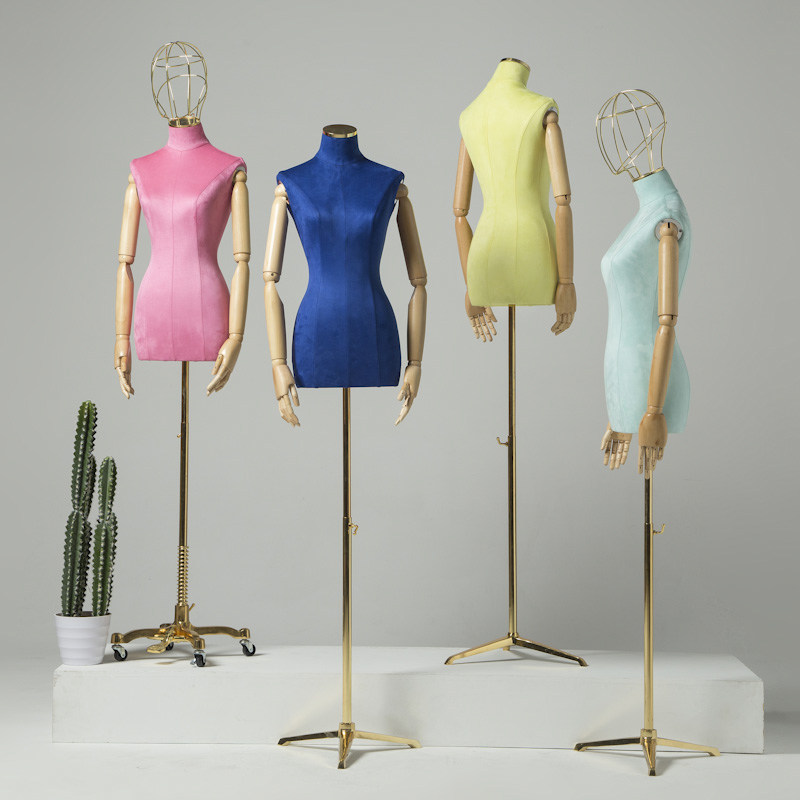 Fashion Korean model props female half-length wedding dress model frame full-body clothing store window lead gold display stand