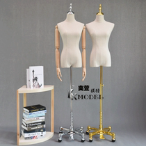 Female bust model gold and silver head cover universal wheel base thick linen cloth model props wedding shop clothing hanger