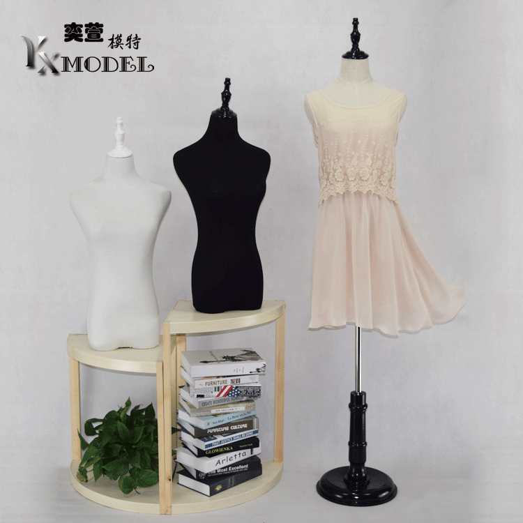 Black and white cotton model props female bust cloth display hanger dummy man table fashion clothing wedding shop solid wood