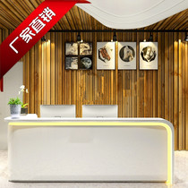 Company Arc Baking Varnish L Shaped Corner Bar Desk Front Desk Reception Desk Beauty Salon Training Institution 4S Store Cashier