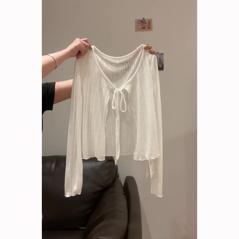 Plus Size White Ice Silk Sun Protection Cardigan for Women in Summer, Paired with a Slip Dress, Thin Shawl, Cover-Up Jacket