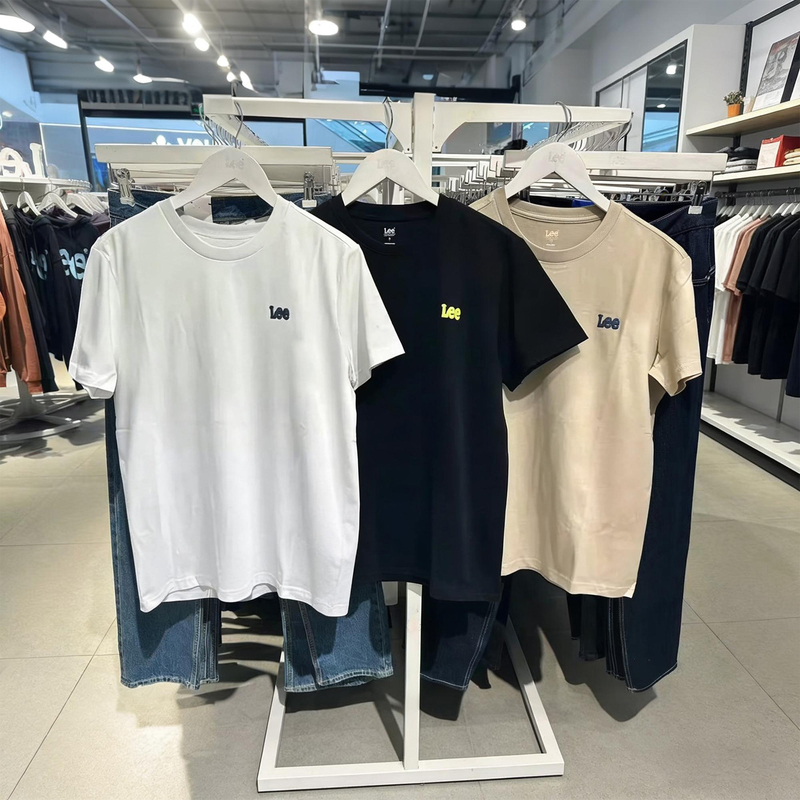 Lee Short-Sleeved T-Shirt for Men and Women, Classic Logo, Pure Cotton, Round Neck, Men's Short-Sleeved T-Shirt Lmt0016063Rx00F