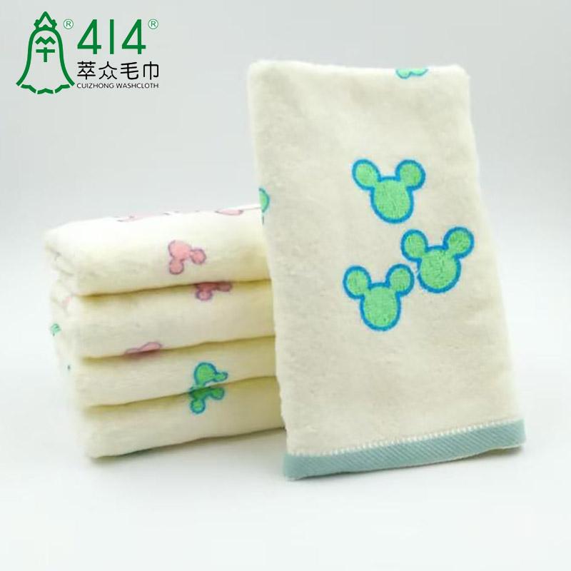 Shanghai Cuizhong Spiral Satin-Edged Cartoon Print Face Towel, Face Washing Towel, Hair Drying Towel, Pure Cotton, Household, Absorbent, Non-Shedding