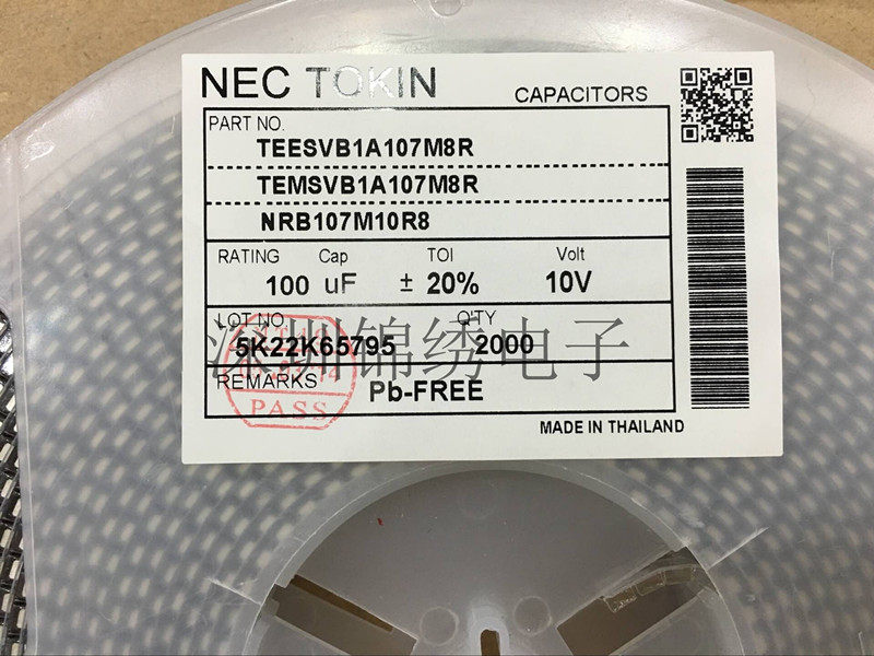 Type B 100UF 10v SMD Tantalum Capacitor 10% Type B TEESVB21A107M8R ACC Black