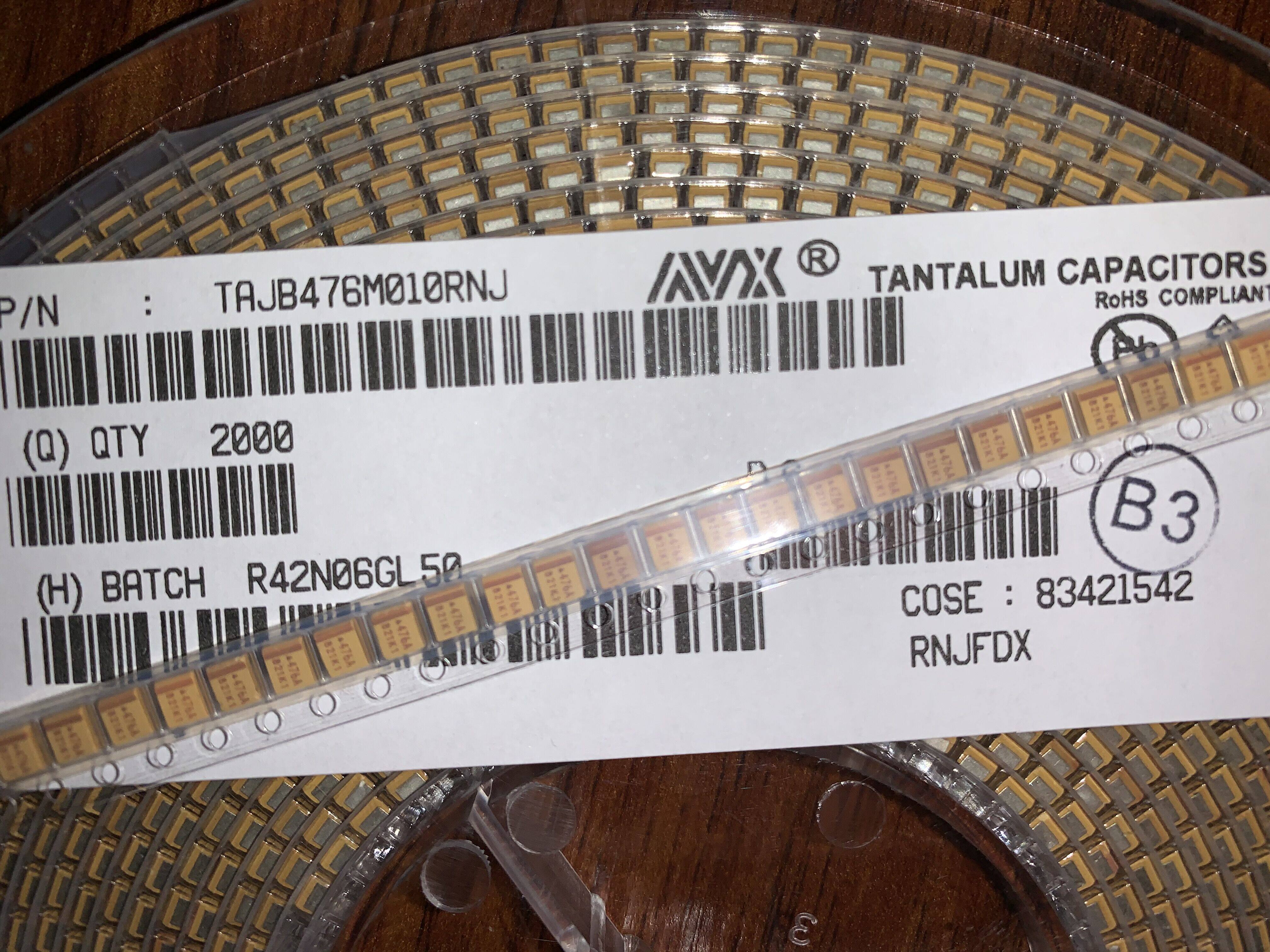 Tantalum capacitive AVX TAJD476K010R 10V 476A 47UF 476A 7343 2917 2917 D Type 10%