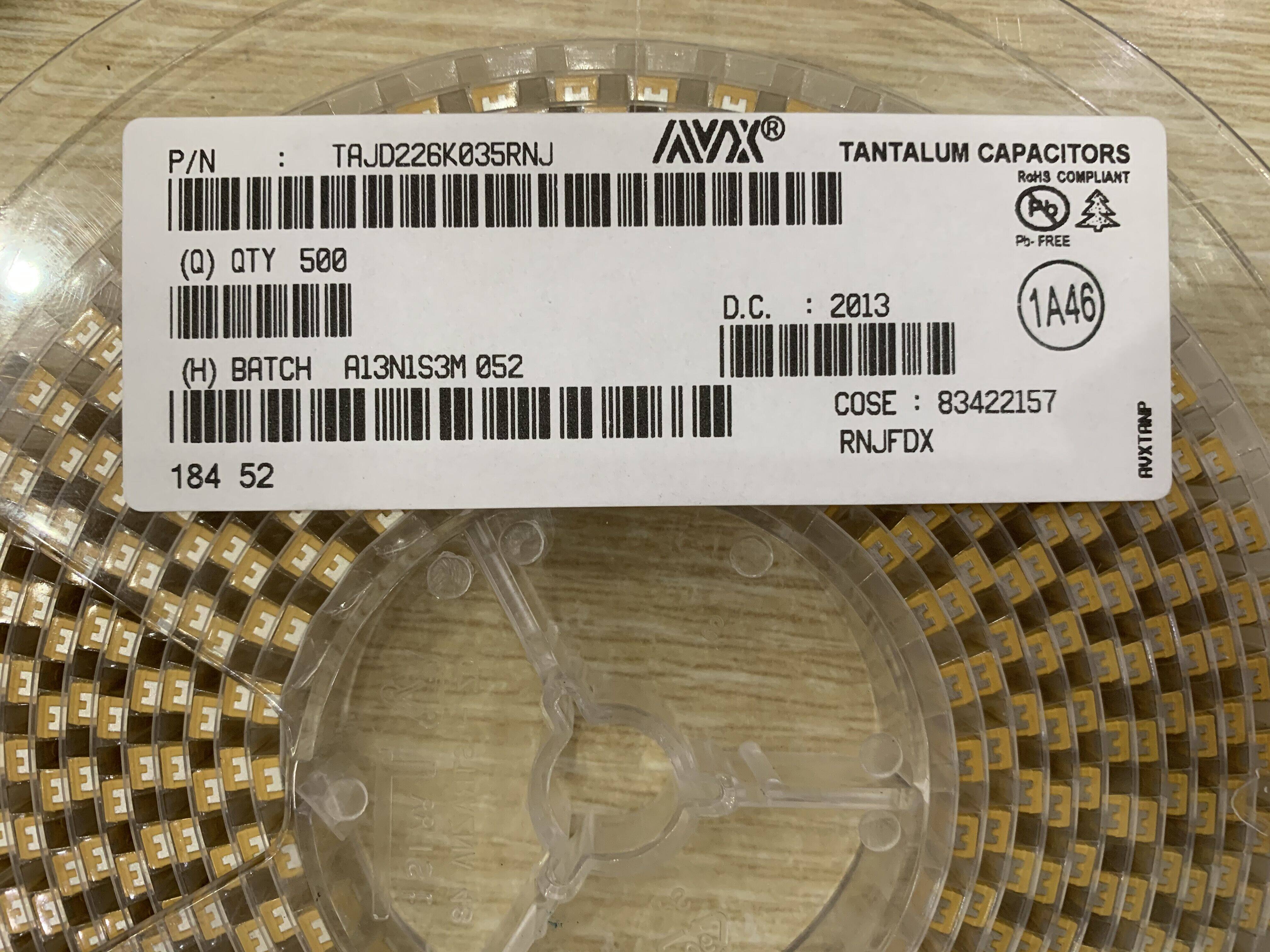 Tantalum capacitive AVX TAJD226K035RNJ 35V 22UF D 226V