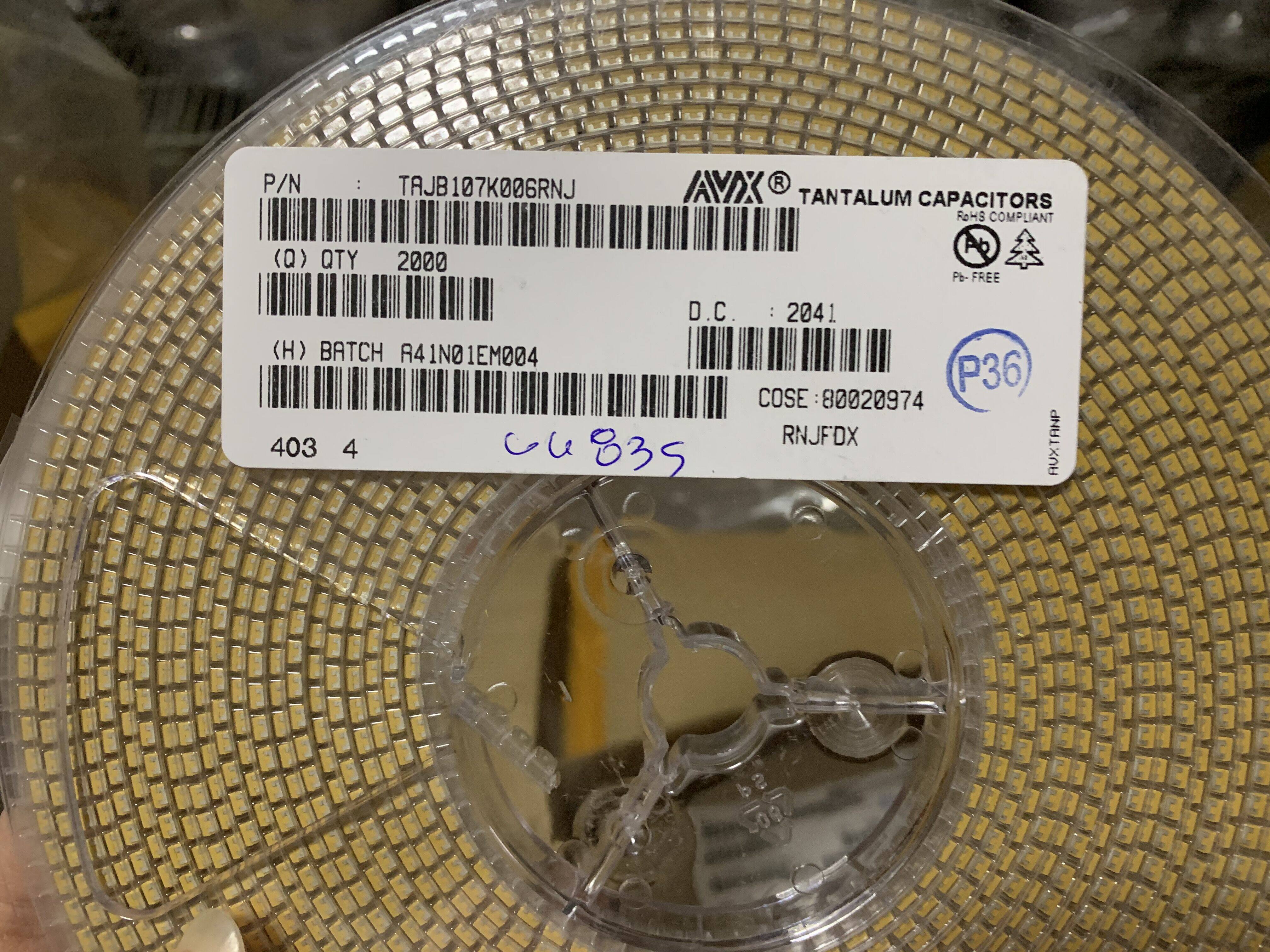 Tantalum capacitive AVX 3528 1210 TAJB107K004RNJ 4V 100UF Type 107G