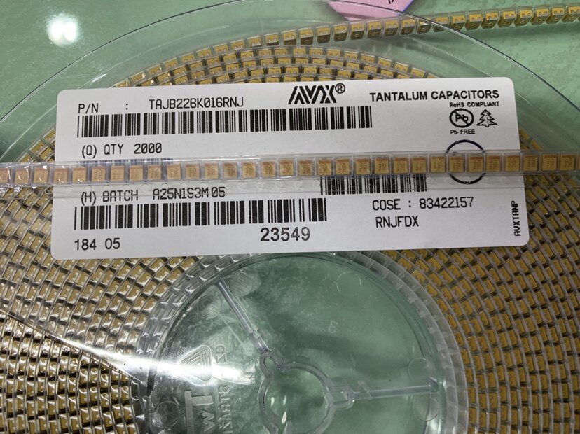 Tantalum Capacitor TAJB226K016R 16V 22UF 10% 226C 1210 3528 Yellow