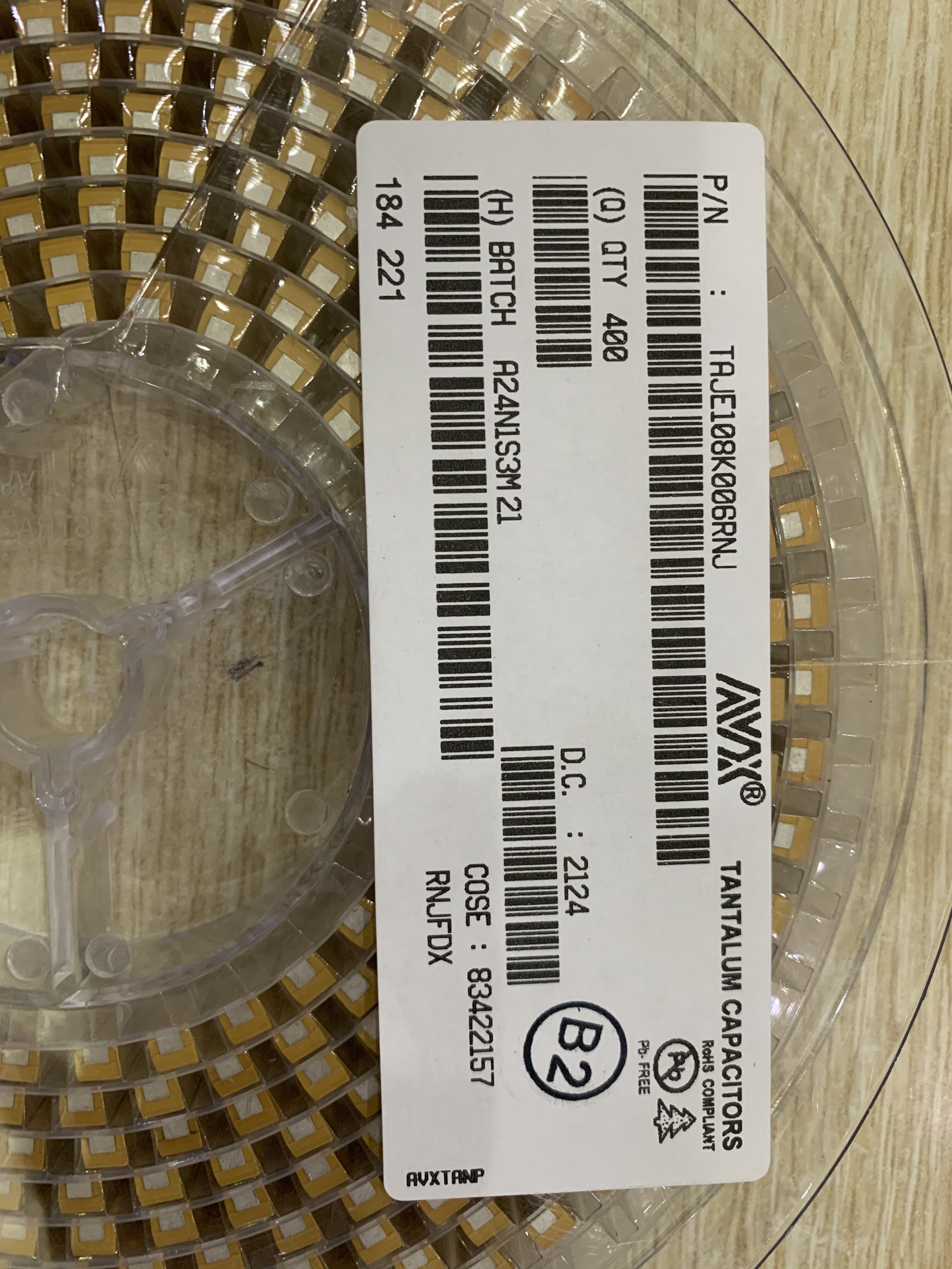 Tantalum capacitors TAJE108K006RNJ 6 3V 1000uf 7343 2917