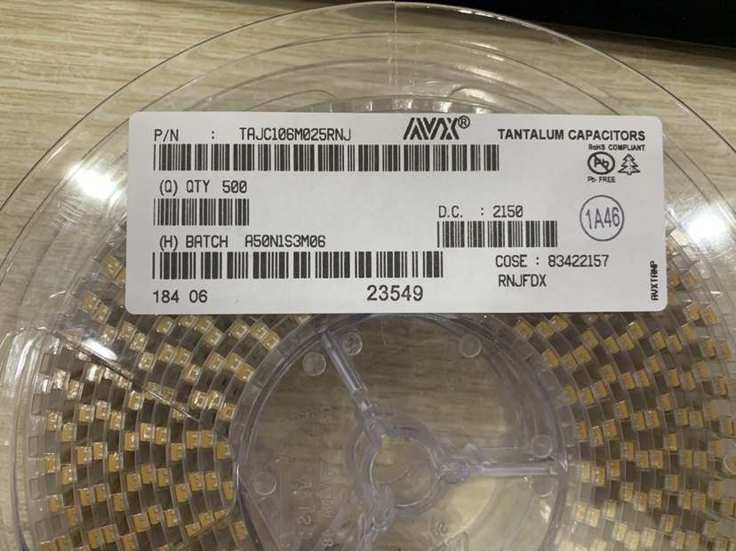 Tantalum Capacitor Yellow 6032 TAJC106K025 25V 10UF Type C 10% 106E 1812 2312