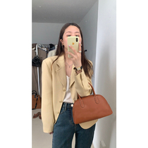 HEYGIRL black elder brother senior sense niche casual yellow suit jacket women Autumn design sense loose suit jacket