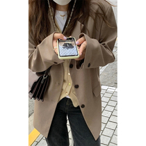 HEYGIRL black elder elder oatmeal color small blazer women Autumn new small man Korean loose suit