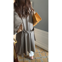 HEYGIRL black elder Korean version of High sense loose lapel long windbreaker female autumn small temperament coat