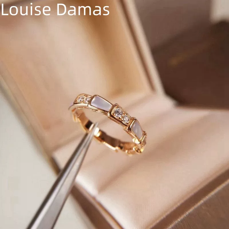 Модное золотое кольцо Louise Damas, стиль легкой роскоши, серебро 925 пробы, 18 карат, розовое золото, на указательном пальце