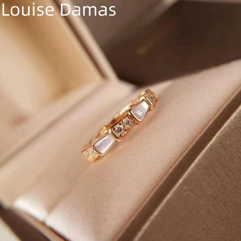 Модное золотое кольцо Louise Damas, стиль легкой роскоши, серебро 925 пробы, 18 карат, розовое золото, на указательном пальце