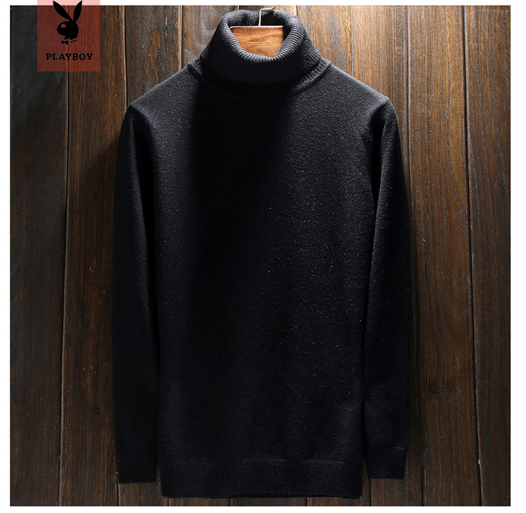 Áo len cao cổ Playboy áo len nam hàn quốc Slim trẻ trung màu áo len cashmere mùa đông quần áo mùa đông nam giới