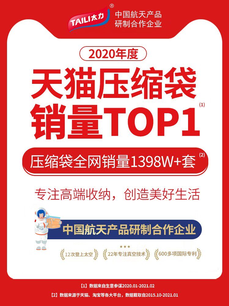 Taili Vacuum Compression Bag, Three-Dimensional Organizing Bag for Quilts, Cotton Clothes, down Jackets, Home Use, No Need for Air Extraction, Travel Storage Bag