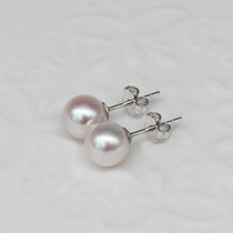 Pearl stud earrings sterling silver natural freshwater s925 temperament wild earrings white round strong light white female ornaments