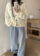 Lazy style soft waxy knitted cardigan ສໍາ​ລັບ​ແມ່​ຍິງ 2024 ຕົ້ນ​ພາກ​ຮຽນ spring ຄໍ​ເຕົ້າ​ໄຂ່​ທີ່​ພາ​ສາ​ເກົາ​ຫຼີ lapel ວ່າງ casual sweater jacket ຍີ່​ປຸ່ນ