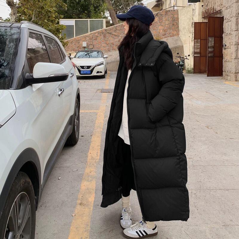 Down Cotton Jacket for Women 2025 New Winter Mid-Length Cotton Coat Winter Thick Outerwear Loose Fit Over-The-Knee Cotton Padded Jacket