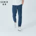 Quần lửng denim nam mùa hè 2019 mới nhấn màu thun co giãn thoải mái chân quần sinh viên phiên bản Hàn Quốc - Quần jean quần âu Quần jean