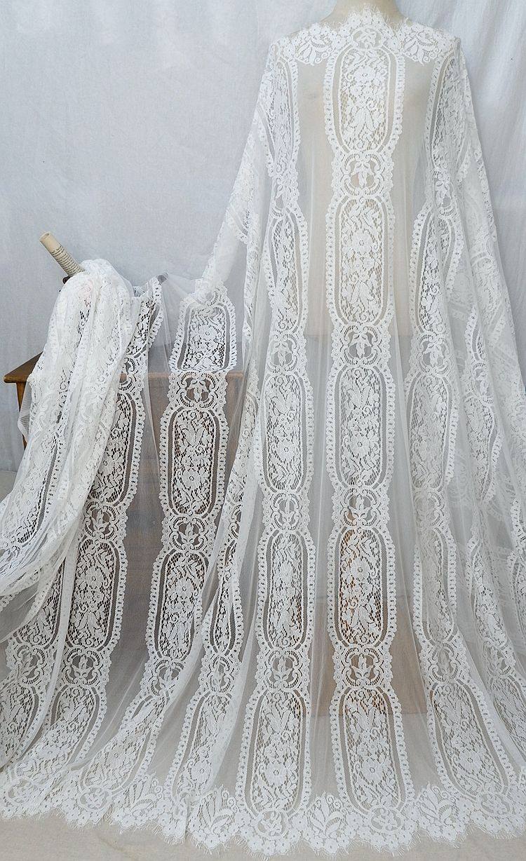 Jacquard-Spitzens toff für Wimpern, ausgehöhlt, weiß, schwarz, rot, 140 cm breit, RS594, 3M Lot – Detail 1