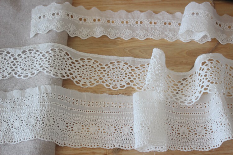 2 Yards für Hochzeitskleid, bestickter Spitzenstoff, DIY-Kleiderdekorationen, Spitzenbesatz, Zubehör, gebrochenes Weiß – Detail 10
